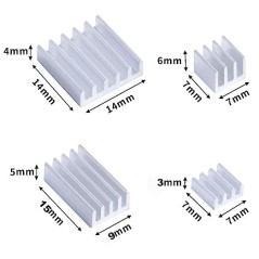 GeeekPi 20PCS Dissipateurs de Chaleur pour Raspberry Pi 4 Modèle B,Raspberry Pi Dissipateurs de Chaleur en Aluminium avec Ruban 