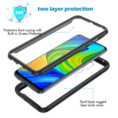 CENHUFO Coque Xiaomi Redmi Note 9, Antichoc Housse avec Protection d'écran, 360° Protégé Téléphone Etui Double Face Bumper Trans