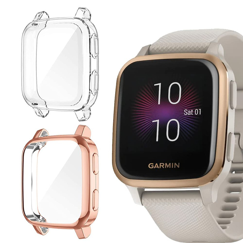 Niboow Coque [2 Pièces] Compatible avec Garmin Venu Sq/Music, Protection D'écran Cadre Totale Anti-Rayure, Couverture Complète D