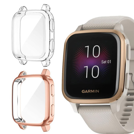 Niboow Coque [2 Pièces] Compatible avec Garmin Venu Sq/Music, Protection D'écran Cadre Totale Anti-Rayure, Couverture Complète D