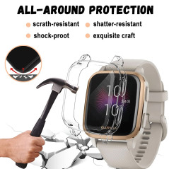 Niboow Coque [2 Pièces] Compatible avec Garmin Venu Sq/Music, Protection D'écran Cadre Totale Anti-Rayure, Couverture Complète D