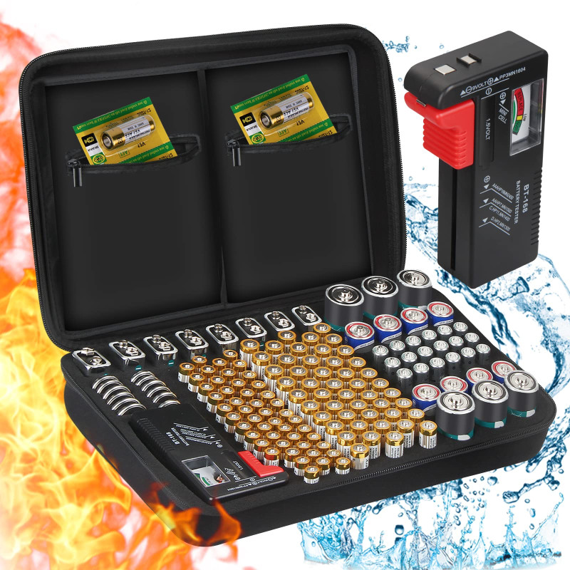 Boîte de Rangement Batterie, ENSOBO Organisateur de Stockage avec Capacité pour 148 Piles AA AAA C D 9V - Testeur de Batterie BT Boîte de Rangement Batterie, ENSOBO Organisateur de Stockage avec Capacité pour 148 Piles AA AAA C D 9V - Testeur de Batterie BT