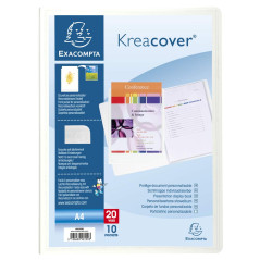 Exacompta - Réf. 58109E - 1 Protège-documents personnalisable Kreacover Chromaline - 10 pochettes cristal lisse - 20 vues - pour