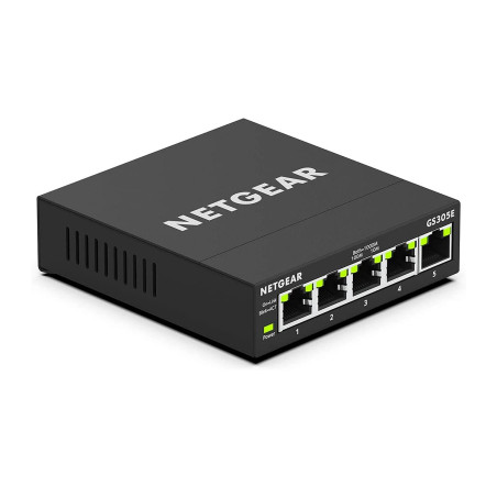 NETGEAR (GS305E) Switch Ethernet 5 Ports RJ45 Métal Gigabit (10/100/1000), Switch RJ45 Manageable Plus, positionnement Bureau ou