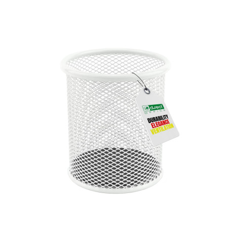 LEVIATAN Pot à Crayons en Métal – Porte-Stylo Rond Ø91 mm – Organiseur de Bureau et Maison – Filet Métallique avec Base Antidéra