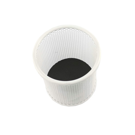 LEVIATAN Pot à Crayons en Métal – Porte-Stylo Rond Ø91 mm – Organiseur de Bureau et Maison – Filet Métallique avec Base Antidéra