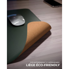 MYMIND® Sous-mains Set de 2 Vert 80x40 - Qualité supérieure avec tapis de souris supplémentaire - Liège naturel écologique - Sou