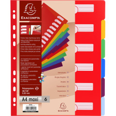 EXACOMPTA Jeu de 6 intercalaires polypro 3.5/10e format maxi A4+