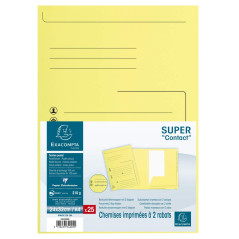 Exacompta - Réf. 334005E - Paquet de 25 chemises rigides imprimées avec 2 rabats SUPER 210 g/m² - couleurs pastel - certifiées P