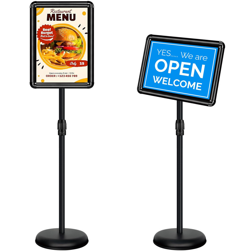 VAIIGO Porte Affiche A4 sur Pied – Présentoir Réglable en Alliage d'Aluminium, Support Publicitaire à Cadre Pression, Affichage VAIIGO Porte Affiche A4 sur Pied – Présentoir Réglable en Alliage d'Aluminium, Support Publicitaire à Cadre Pression, Affichage