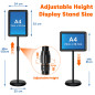VAIIGO Porte Affiche A4 sur Pied – Présentoir Réglable en Alliage d'Aluminium, Support Publicitaire à Cadre Pression, Affichage VAIIGO Porte Affiche A4 sur Pied – Présentoir Réglable en Alliage d'Aluminium, Support Publicitaire à Cadre Pression, Affichage