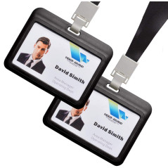 2 ensembles porte-badges horizontaux lanière pour bureau entreprise employé école étudiant Bus nom Badge porte-carte noir