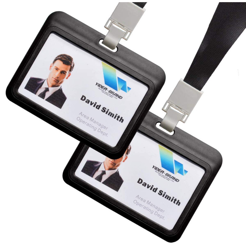 2 ensembles porte-badges horizontaux lanière pour bureau entreprise employé école étudiant Bus nom Badge porte-carte noir 2 ensembles porte-badges horizontaux lanière pour bureau entreprise employé école étudiant Bus nom Badge porte-carte noir