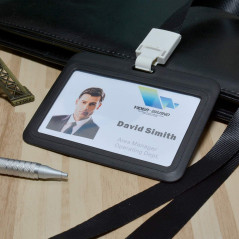 2 ensembles porte-badges horizontaux lanière pour bureau entreprise employé école étudiant Bus nom Badge porte-carte noir