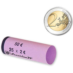 Securina24 Tubes pour pièces de Monnaie 1 Centime à 2 Euros, ou 119 pièces mélangées (112 x 2 Euros)