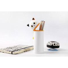 I-TOTAL® - Trousse en Silicone Souple pour l'École, Extensible avec Forme Profilée (Orange Cat)