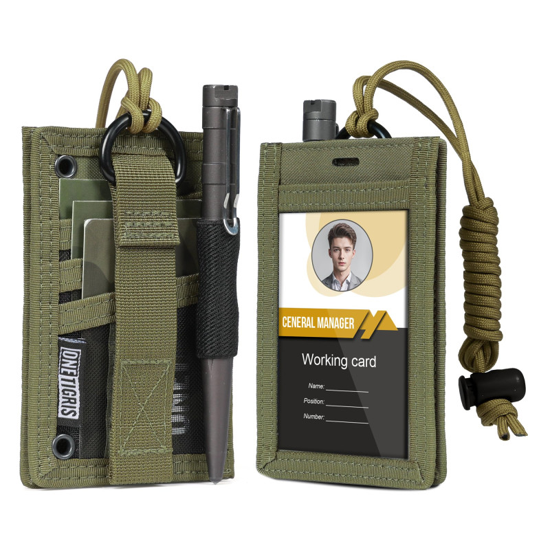 OneTigris Porte-Cartes D'identité Tactique Porte-Badges en Nylon avec Porte-Crayons Et Collier