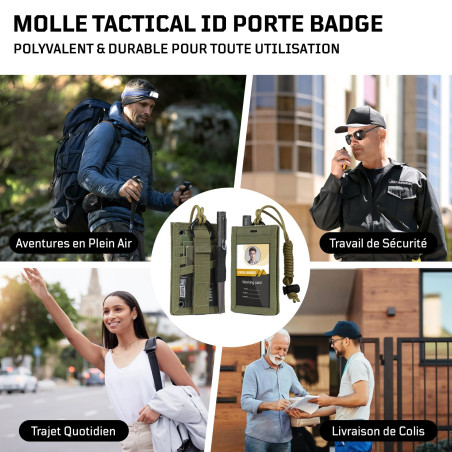 OneTigris Porte-Cartes D'identité Tactique Porte-Badges en Nylon avec Porte-Crayons Et Collier