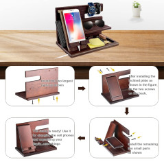 1STKER Cadeau Homme, Organisateur de Bureau pour Mari, Support Telephone Bureau – Organiseur de Table de Nuit – Noël Cadeau Anni