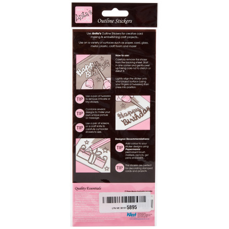 Autocollants de Contour - Joyeux Anniversaire - Or Rose sur Blanc