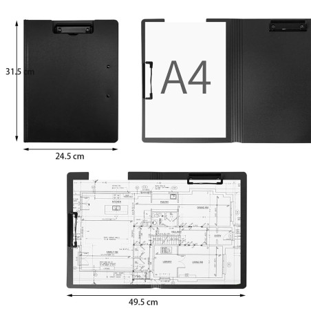 ZMREN Porte Bloc A4 Avec Pince, Porte bloc en plastique format lettre standard A4, avec double clip, pour infirmières étudiants,