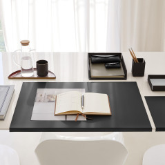 Eglooh - Talia - Sous main Bureau en Cuir Noir cm 70x50 - Design Moderne, Résistant Structure en Acier avec un Profil Antérieur 