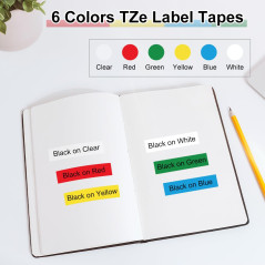 Labelwell 6x Ruban pour Étiqueteuse Compatible pour Brother TZe 18mm Ruban Cassette TZe-241 TZe-141 TZe-441 TZe-541 TZe-641 TZe-