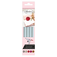 Aladine - 4 Bâtons de Cire à Cacheter Bleu Ciel - Sceau de Cire - Pour Pistolet à Cire - Coloris Bleu Pastel - Idéal Faire Part 
