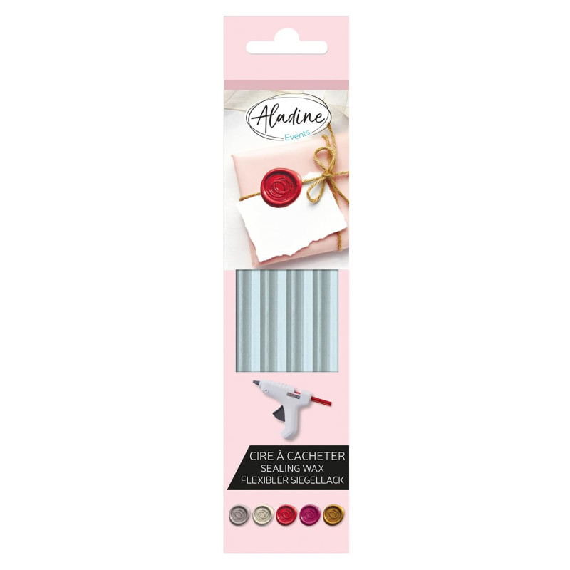 Aladine - 4 Bâtons de Cire à Cacheter Bleu Ciel - Sceau de Cire - Pour Pistolet à Cire - Coloris Bleu Pastel - Idéal Faire Part Aladine - 4 Bâtons de Cire à Cacheter Bleu Ciel - Sceau de Cire - Pour Pistolet à Cire - Coloris Bleu Pastel - Idéal Faire Part