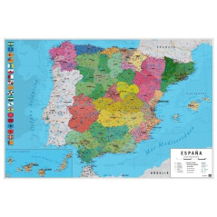 Grupo Erik - Carte Espagne Physique et Politique - Espagnol - Papier Glacé - 91x61cm