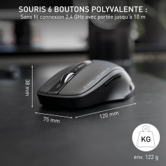 Cherry MW 2310 2.0, Souris sans Fil 6 Boutons, 2.4 GHz RF avec 10 m de Portée, Capteur Optique & Switch DPI, Récepteur Nano USB,