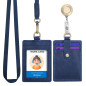 Wonderpool Porte-badge d'identification en cuir avec cordon de cou amovible et bobine de badge rétractable pour bureau école hôp