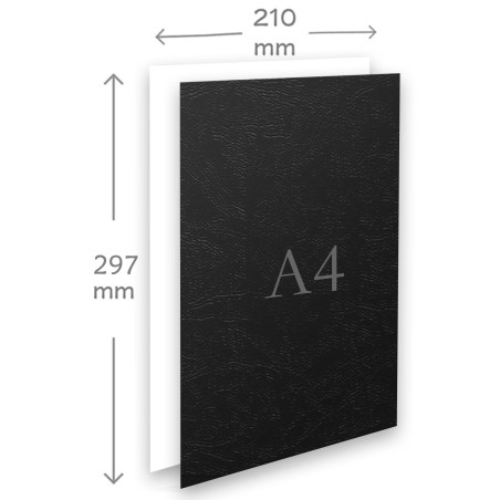 Couvertures de reliure RAYSON Leathergrain, A4, 230 g/m², couvertures avant et arrière noires, paquet de 100