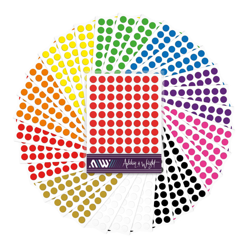Ashton and Wright - 2 640 étiquettes de code couleur faciles à décoller – 8 mm autocollants – Lumineux Ashton and Wright - 2 640 étiquettes de code couleur faciles à décoller – 8 mm autocollants – Lumineux