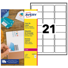 AVERY - 525 Étiquettes de Masquage ou Correction Blanches Personnalisables - Format 63,5 x 38,1 mm - Impression Laser et Jet d’E