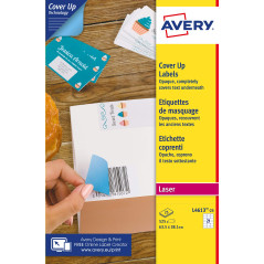 AVERY - 525 Étiquettes de Masquage ou Correction Blanches Personnalisables - Format 63,5 x 38,1 mm - Impression Laser et Jet d’E