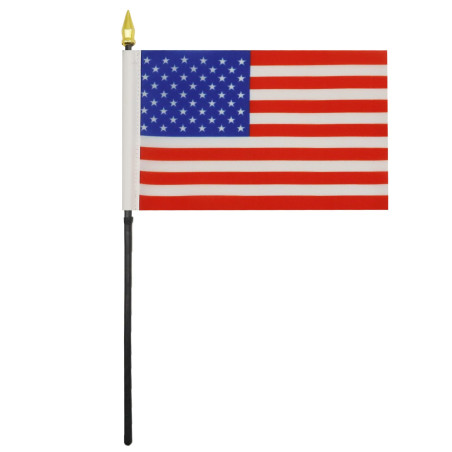 AZ FLAG - Mini Drapeau Etats-Unis De Table - 15x10 cm - Drapeau Américain De Bureau 100% Polyester Avec Hampe Pointe Dorée 25cm