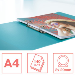 Esselte - Classeur à Anneaux, Capacité 140 Feuilles, Dos de 20 mm, Classeur A4 à 2 Anneaux, Couverture Souple, Maison / Bureau, 
