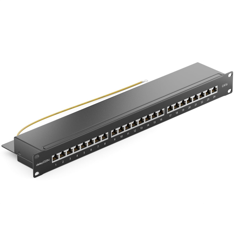 deleyCON CAT6 Panneau de Brassage 24 Port Bureau 19 Pouces Le Montage en Rack Assemblage du Serveur 24x RJ45 Blindé TIA568A TIA5 deleyCON CAT6 Panneau de Brassage 24 Port Bureau 19 Pouces Le Montage en Rack Assemblage du Serveur 24x RJ45 Blindé TIA568A TIA5