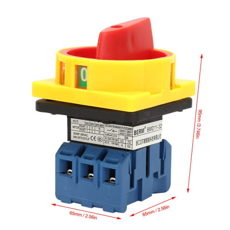 Commutateur de changement de came rotatif 25A / 32A 3 pôles 2 positions Interrupteur de disjoncteur de charge Interrupteur march