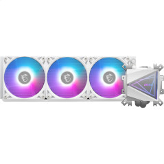 MSI MAG CORELIQUID I360 WHITE Watercooling AIO - Large plaque froide en cuivre, ARGB sur tête de bloc et ventilateurs LDB, water