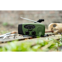 Radio FM Solaire Portable RT260,eclairage LED, Bouton SOS Alarme,Dynamo pour Recharge Manuelle, Recharge USB Batterie 2000 mAh,