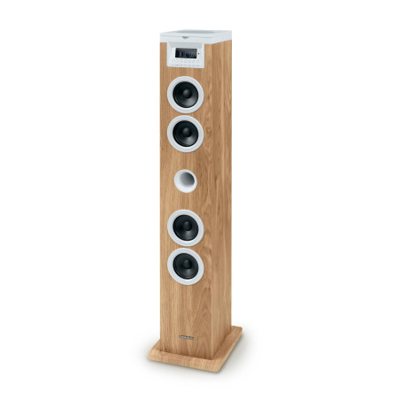 THOMSON Tour de Son Bluetooth avec Lecteur CD, Enceinte Colonne Hifi 60W, Radio FM, Port Aux et USB, MP3 et Affichage LED - Blan