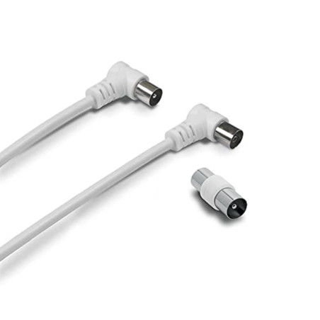 Metronic Câble TV coaxial 9,52 mm coudé mâle/fem. + Adaptateur 2 m
