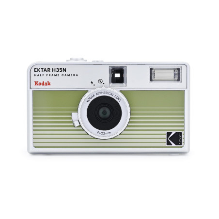 Kodak EKTAR H35N Pack Appareil Photo Demi-Cadre avec Film Kodak Ultramax 400/24EXP 35 mm (Rayures Vertes)