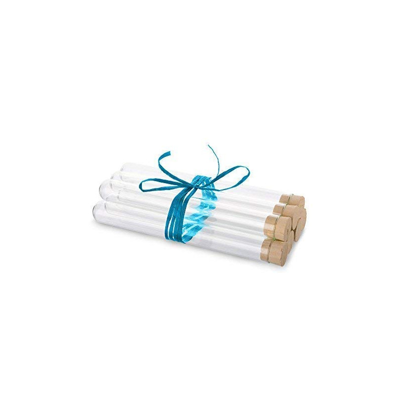 Tuuters 10 pcs Éprouvettes en verre avec des bouchons en liège naturel, Tubes à essai, Paroi épaisse (160 x Ø16 mm)