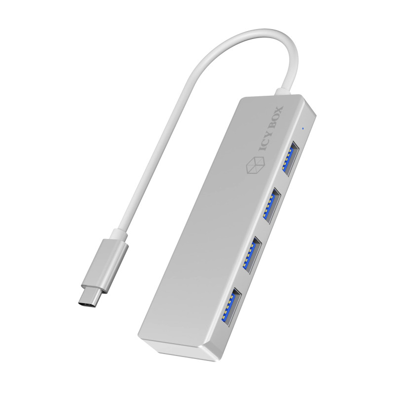ICY BOX 60437 Hub USB-C avec 4X USB 3.0 Argent/Blanc 60437 Argent