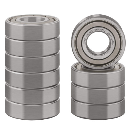 XiKe 10x 6204ZZ Roulements à billes 20x47x14mm, Acier 100Cr6 - Prélubrifié - Double joint métallique, 6204-2Z Roulements à bille