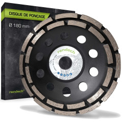 rendech® Meule Diamantée 180 mm pour colle à carrelage, béton, Maçonnerie, pierre, granit etc - Meule boisseau diamantée compati