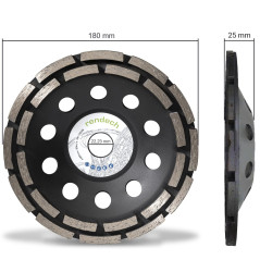 rendech® Meule Diamantée 180 mm pour colle à carrelage, béton, Maçonnerie, pierre, granit etc - Meule boisseau diamantée compati